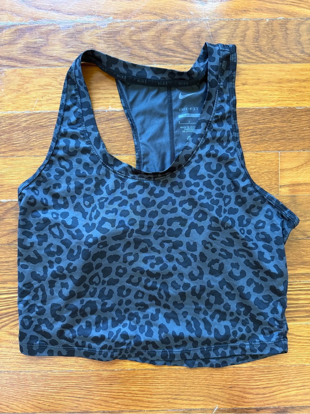 Nike Black and Dark Gray Leopard-Print Racerback Tank